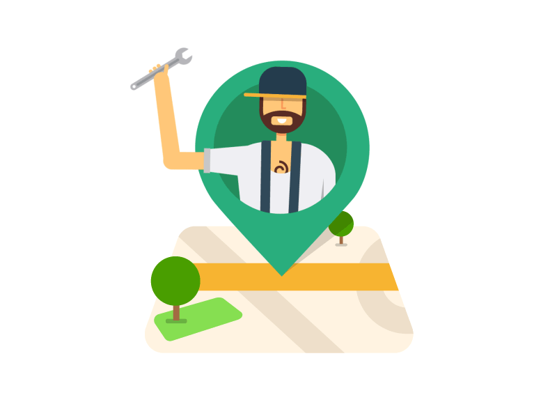Your mechanic is on the way. cap map mechanic pin drop spinning tree wave