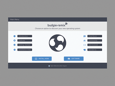 Welcome App UI for Budgie-Remix app budgie remix ui