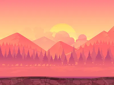 Mountains Landscape background flat forest illustration landscape mountains nature pink vector