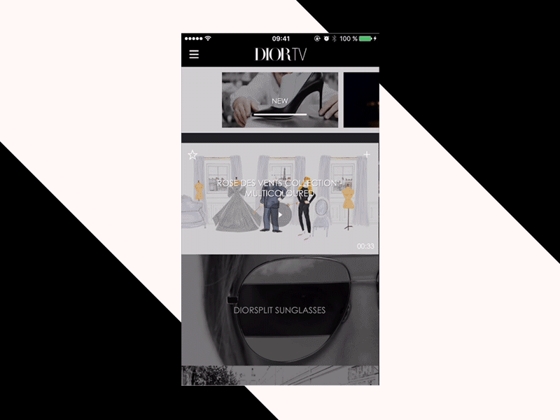 Dior TV app dior luxury navigation ui ux video