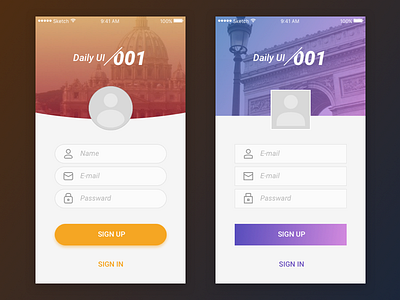 DailyUI #001 Sign In/Up daily dailyui sign up ui