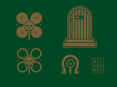 Find Your Own Luck PT. 2 badge branding cards clover eye horseshoe icon logo luck lucky mark skull