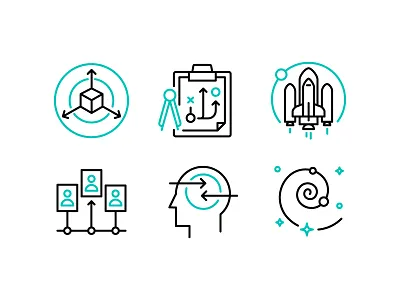 SAP - CDL Icons coordinates icons launch mindset open ecosystem plan universe