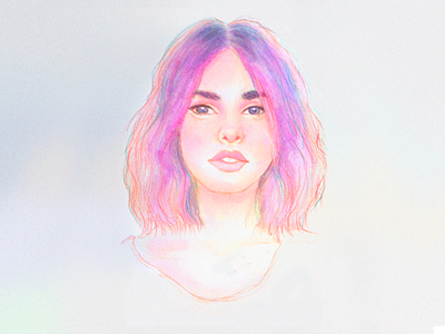 Pastel Haze analog art drawing female handmade illustration paint portrait texture watercolor watercolour woman