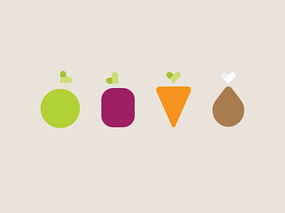 Food 'n stuff apple carrot chicken eggplant food geometric icon illustration meat turkey vegetables veggies