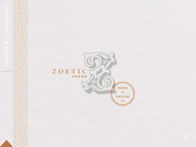 Zoetic Press badge book branding crest lettering logo monogram overlay pattern press print typography
