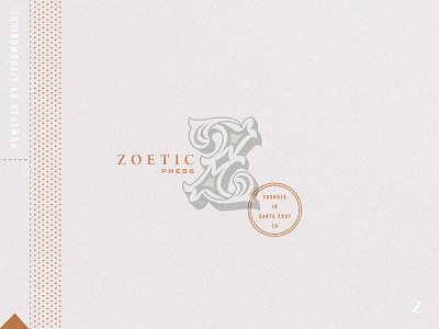 Zoetic Press badge book branding crest lettering logo monogram overlay pattern press print typography