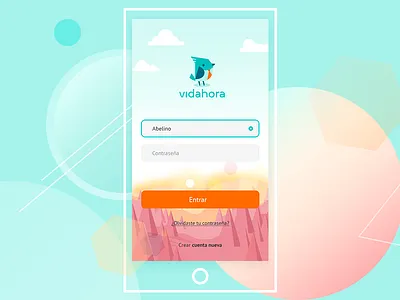Happy diabetes app bird illustration landscape login password shapes soft sweet ui ux