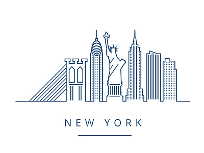 NY Illustration (dropbox inspired) dropbox flat illustration liberty new york simple