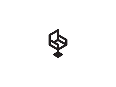 The Chair bar stool chair geometric hexagon isometric line logo symbol