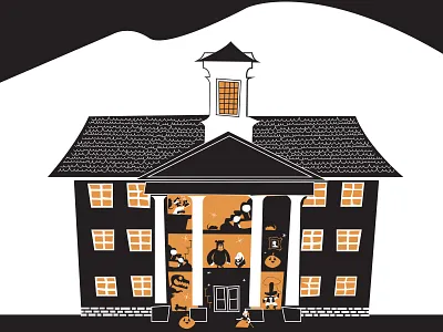 Treats At Truett bear dinosaur halloween haunted house mansion mid century treats