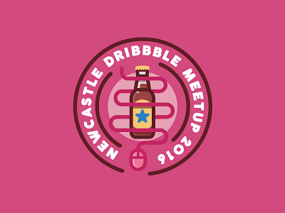 Newcastle Dribbble Meetup 2016 2016 ale badge beer brown dribbble illustration logo meet meetup newcastle