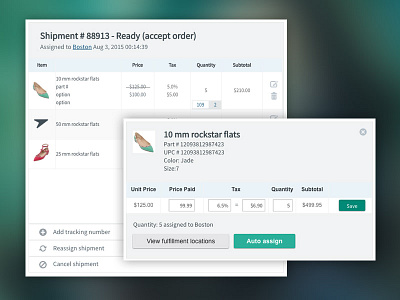 Shipment Card Edit Tax - Wireframe ecommerce product design wireframe