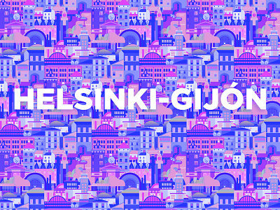 Pattern Hki Gijon architecture asturias buildings finland gijon helsinki illustration pattern vector