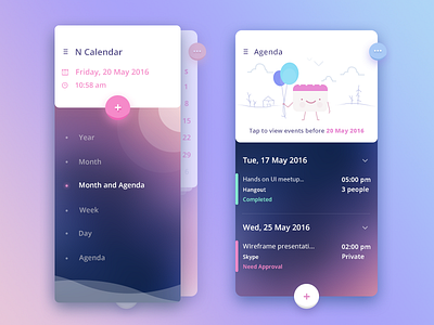 Sidemenu+Agenda add agenda app calendar date sidemenu ui