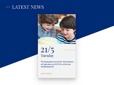 Latest News Card Design article card design event latest news material design news story ui user interface web design