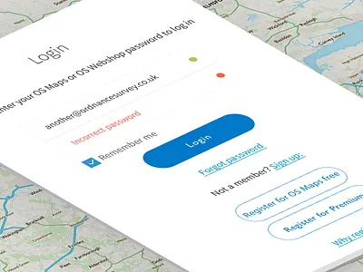 OS Maps Web Login box (better version) design fields interaction login map password ui web