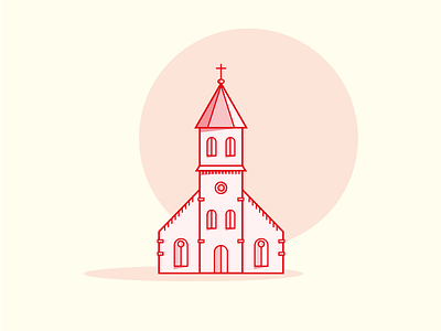 Church #2 architecture building church flat illustration landscape sun vector