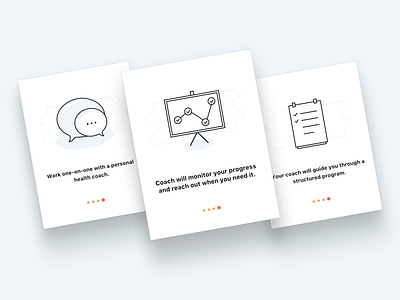 Personal Coach board bubbles check dialog icon icons list onboarding slides walkthrough