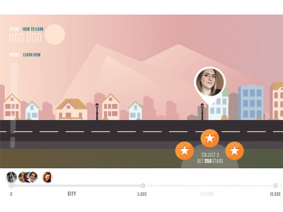 Game interface app city fitness game goals illustration interface points stars