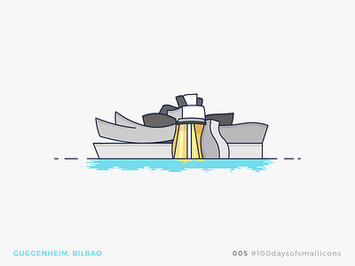 005 - #100daysofsmallicons bilbao building guggenheim icon illustration landmark spain travel vector world