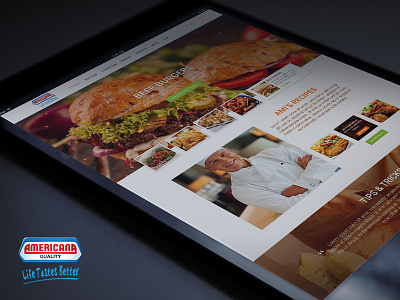 Americana Food brands burger chef food hotel recipes responsive website