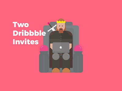 Dribble Invite design draft dribbble icon illustration invitation invite king laptop sword throne vector