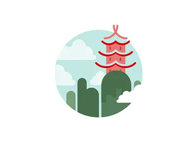 Secret SCRUM-O-LIN Monastery agile cloud flat icon illustration japan monastery mountain ninja scrum temple vector