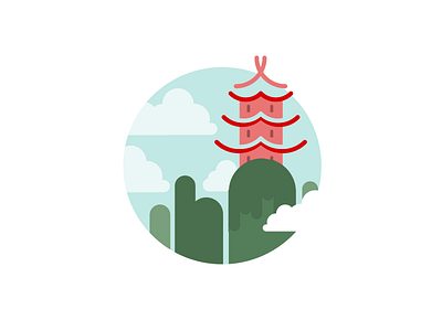 Secret SCRUM-O-LIN Monastery agile cloud flat icon illustration japan monastery mountain ninja scrum temple vector