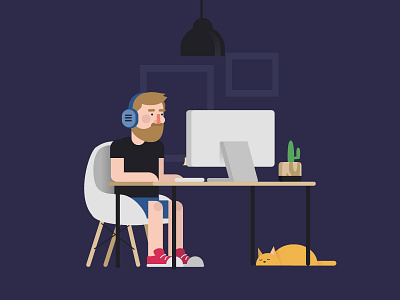 Hipster Designer Wannabe cat daily designer freelancer funny guy hipster illustration life work workspace