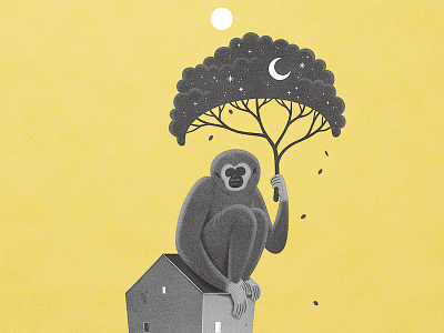 Monkey graphic illustration illustrator monkey mono yellow