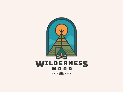 Dribble Wilderness Wood Logo camp camping character commerce logo design e flat flat design icon logo minimal outdoors wood