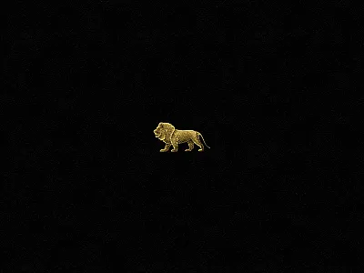 Gold Lion animal cross hatch engraving lion logo