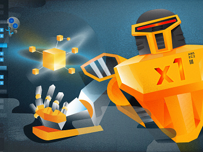 Robot 3d illustration robot server space tech vector