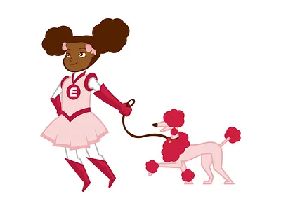 Ent Super Savers Campaign action bank character chores comic dog figure girl hero illustration poodle superhero