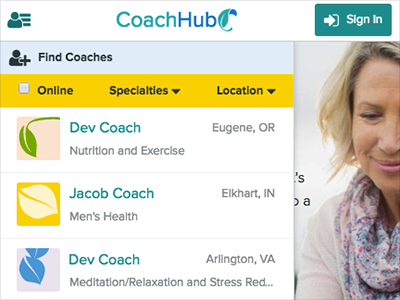 CoachHub Web App Filters filters search web app web development