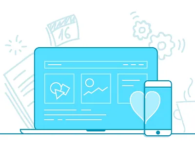 Underlayer Illustration blue illustration laptop line phone