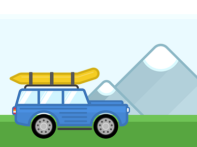 Suv cartoon illustration boat camping cartoon illustration simple suv