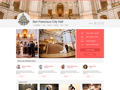 Venue & Professional Services Hub photography ui ux venue web website