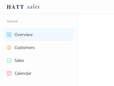 CRM · Sidebar Nav calendar crm customers icons nav overview sales sidebar