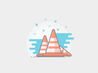 Road Cones auto color cones flat icon road sketch stripes style vector