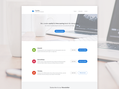 Introducing PluginMate app buy extension landing page photoshop plugin shop tool useful web website