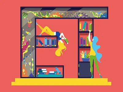 Keep Quiet (Detail - ET) books colours detail feminine fish fishtank letters library reading wip women