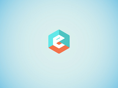 E is for 3d e hexagon icon logo room