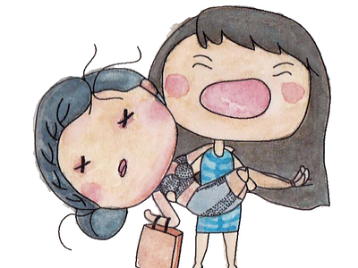 Ilana Wexler and Abbi Abrams allergic reaction broadcity girlfriends hand drawn love shrimp water color yas