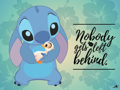 Nobody gets left behind. alien disney duck family flowers love stitch