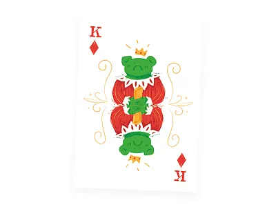 The Frog King animal cards illustration king playing vector