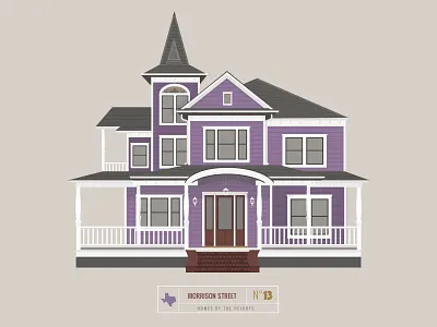 Homes of The Heights // No. 13 bright building heights house houston illustration line neighborhood series vector