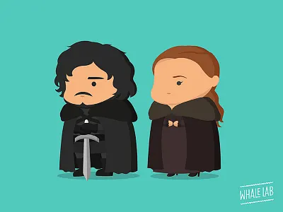 Jon & Sansa together! flat design game of thrones got hbo illustration jon snow sansa sansa stark show