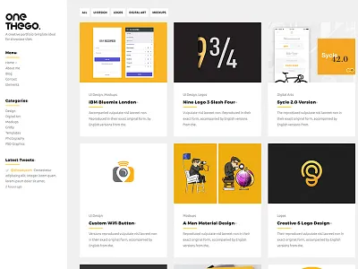 OneTheGo Creative Portfolio Website Template agency art bootstrap creative css digital download html5 infinite photography portfolio responsive yellow
